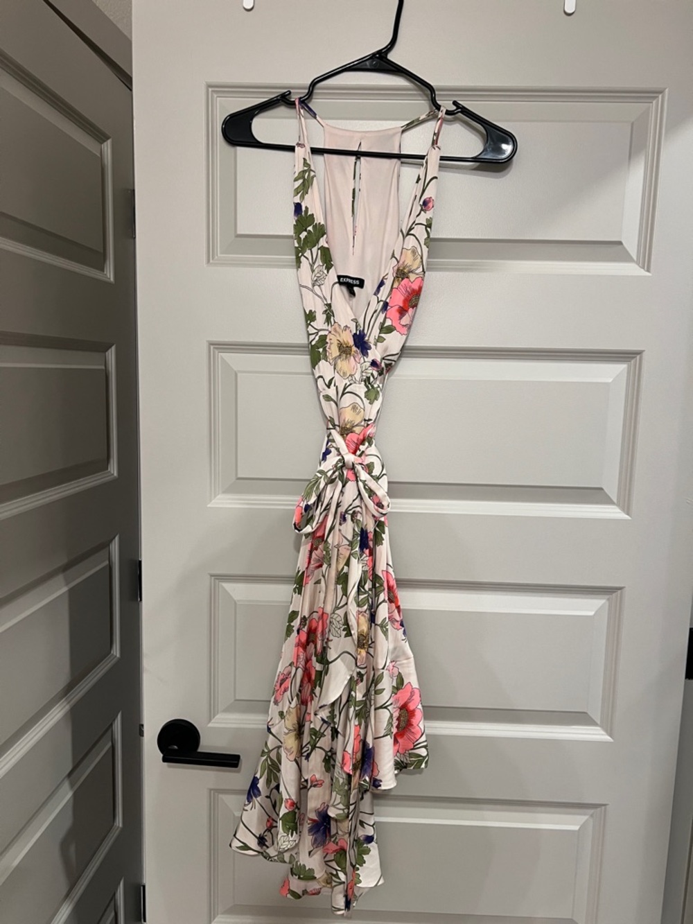 Express floral asymmetrical low high midi dress
